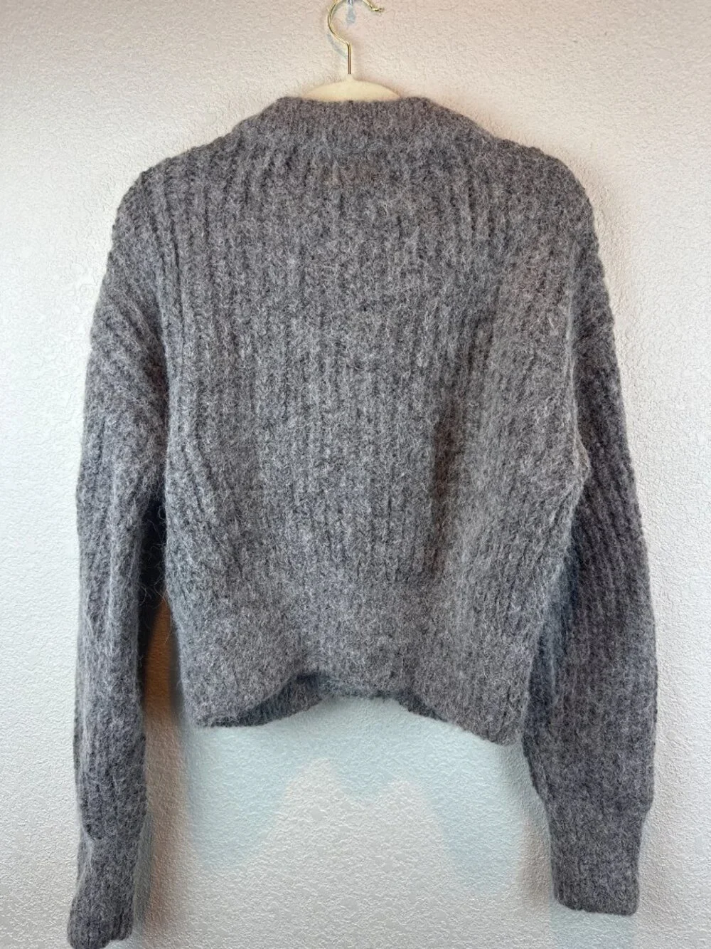 H&M Alpaca Blend Cardigan Sweater Gray Button Front Women’s Small Cozy Knit